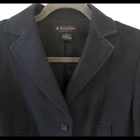 Brooks Brothers Women's Brushed Cotton Twill Navy Button Jacket 6 - Picture 3 of 7